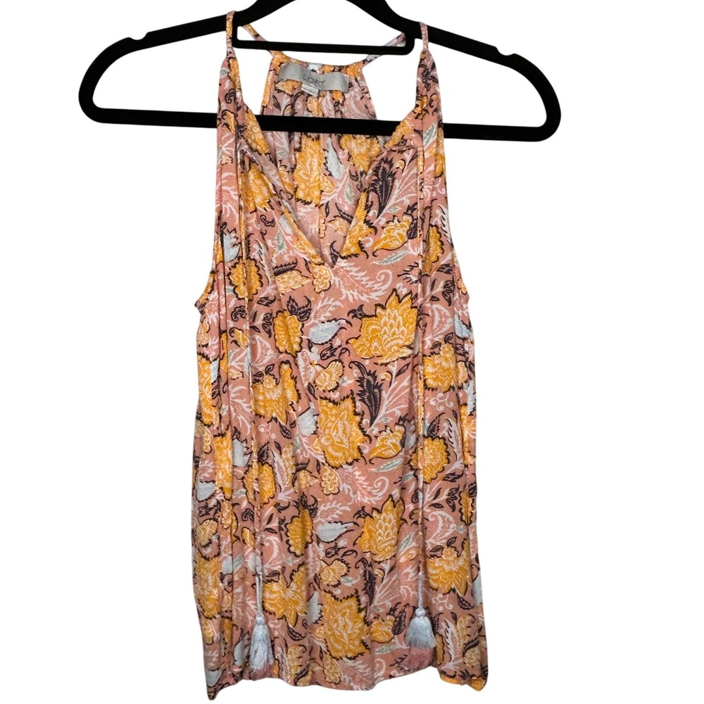 LOFT Floral Halter Neck Tank Top Peach XS